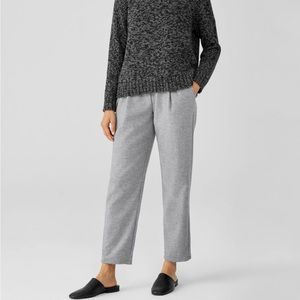Eileen Fisher Soft Wool Flannel Pleated Tapered Pant
